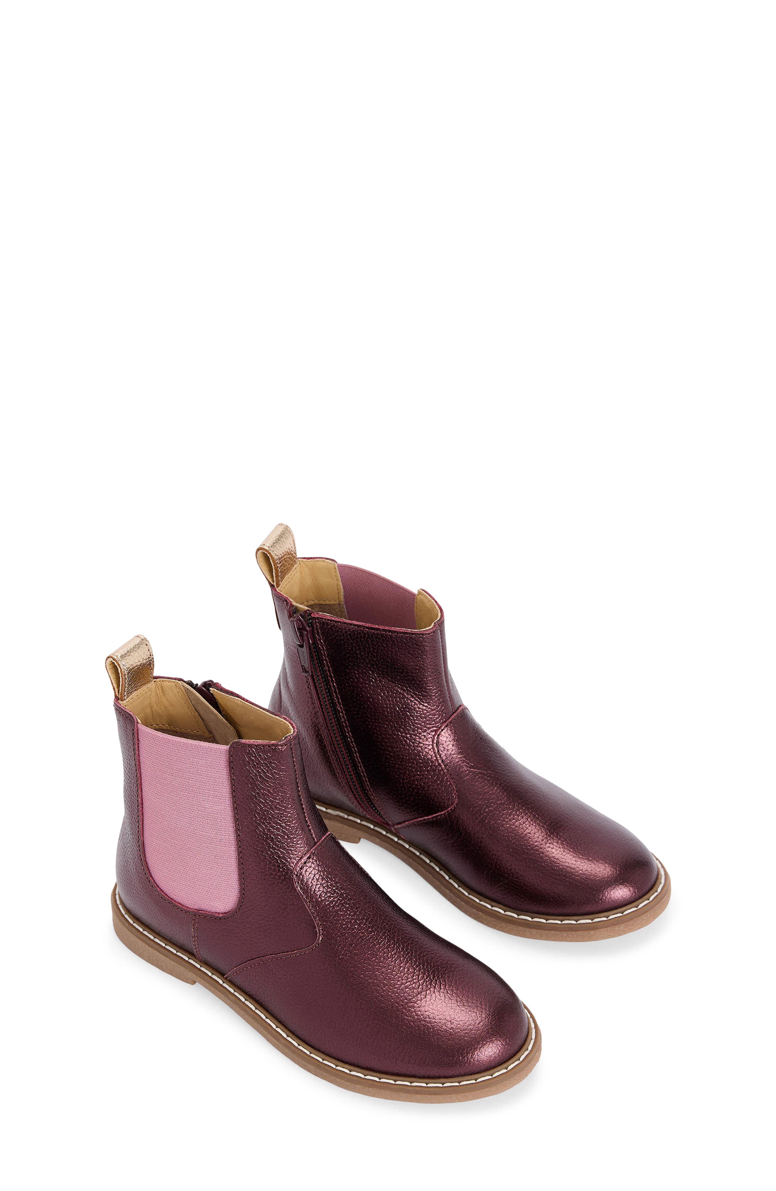 Kids' Leather Chelsea Boot, Alternate, color, BURGUNDY METALLIC