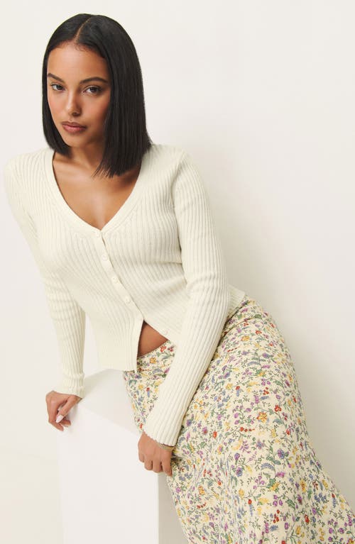 Shop Reformation Fia Rib Cotton & Cashmere Cardigan In Fior Di Latte