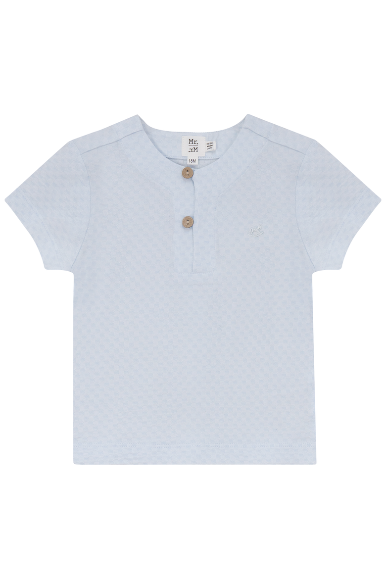 Checkered Short Sleeve Button Up Top, Main, color, Blue