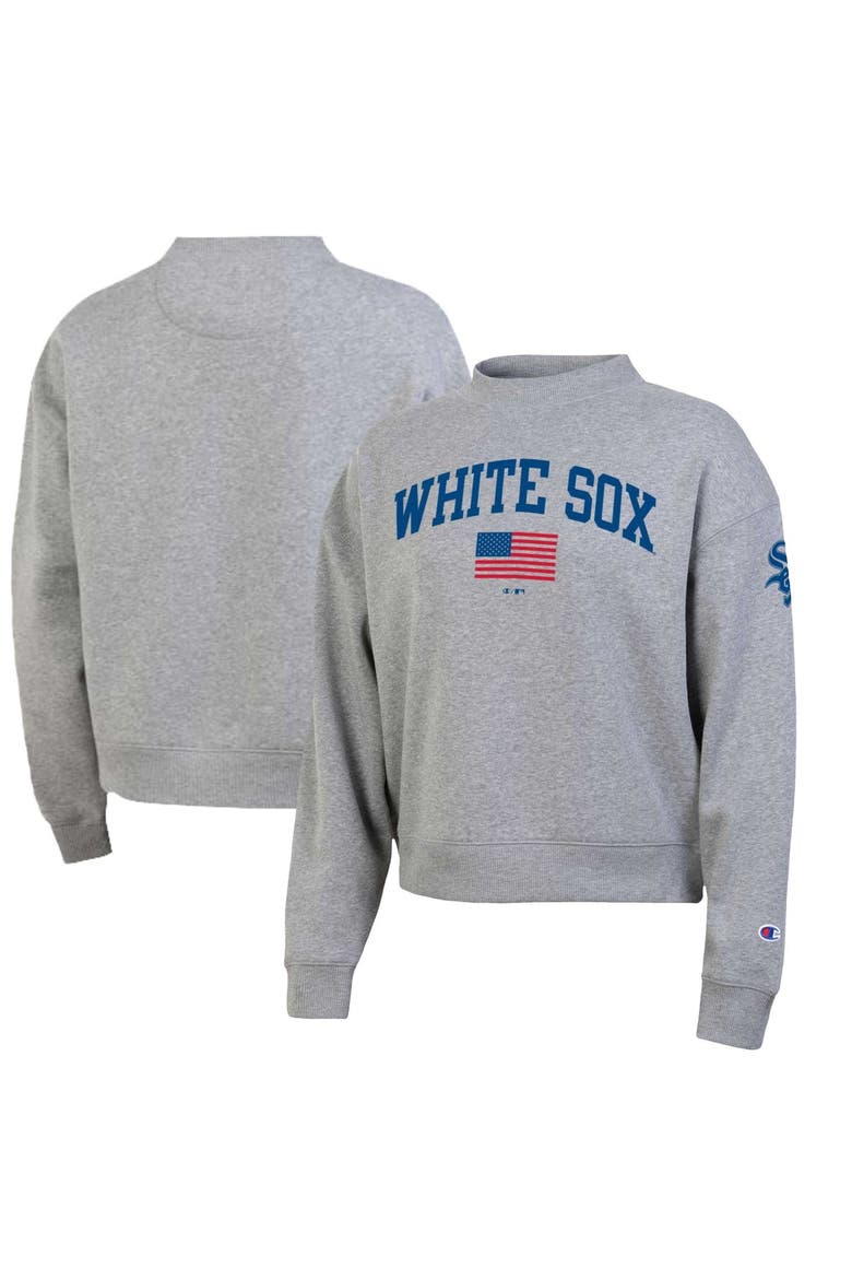 Women's Champion  Heather Gray Chicago White Sox Americana Triumph Fleece Tri-Blend Sweatshirt, Main, color, Heather Gray