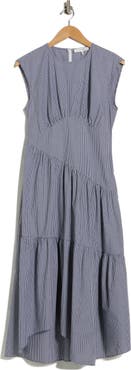 FRAME The Check Sleeveless Gathered Cotton Dress