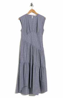 FRAME The Check Sleeveless Gathered Cotton Dress