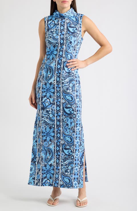 Daisee Mixed Print Cotton Blend Maxi Dress