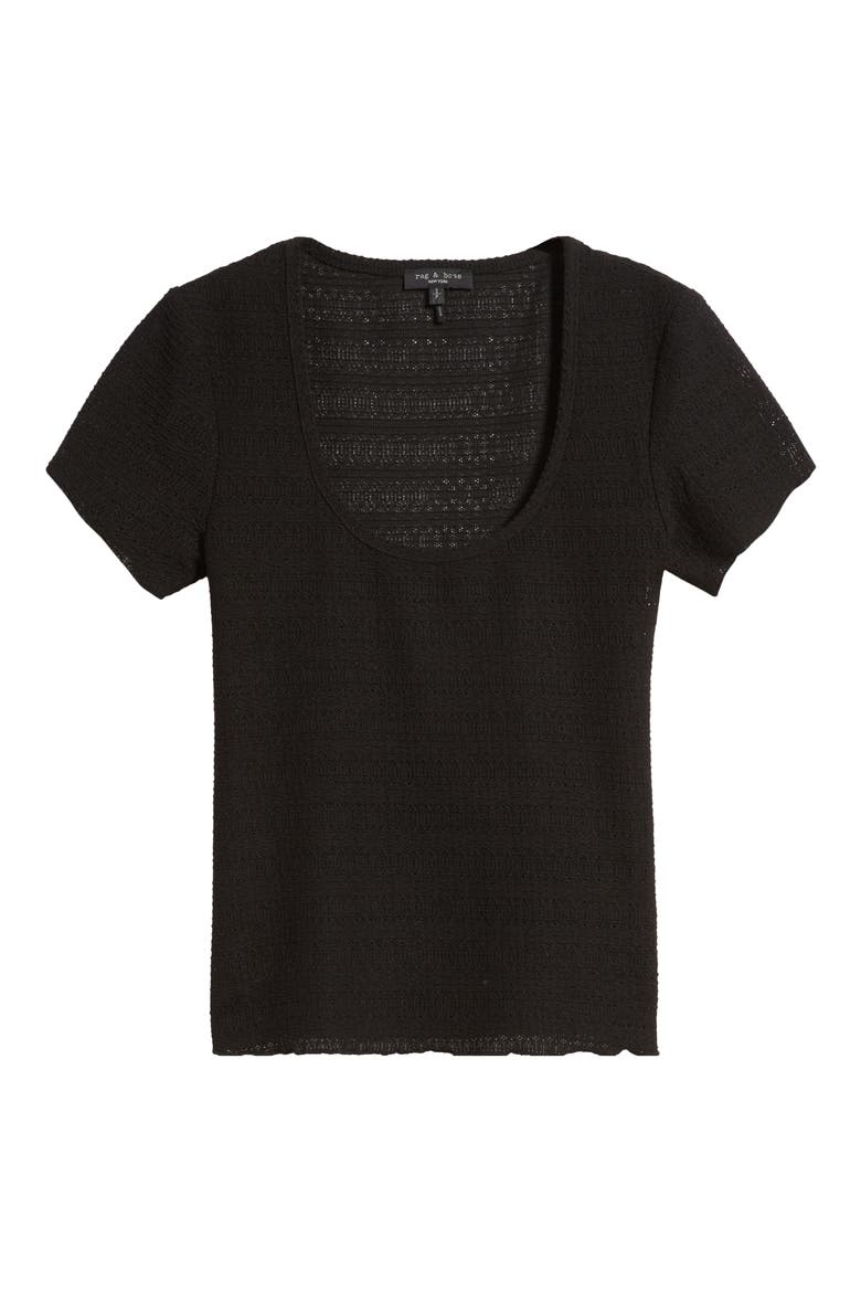 Julia Textured Scoop Neck T-Shirt, Alternate, color, BLACK