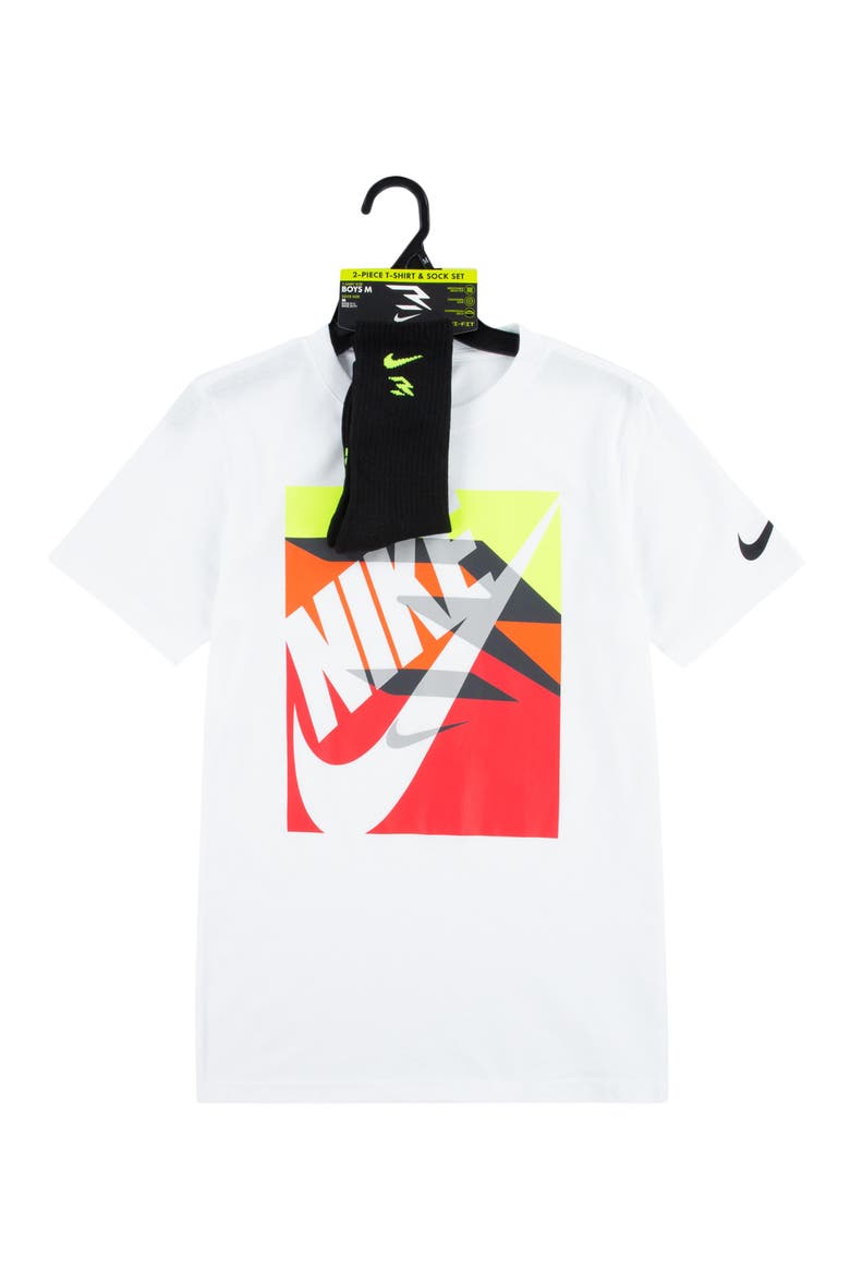 3 Brand Kids' Gradient Box Logo Short Sleeve T-Shirt & Socks Set ...