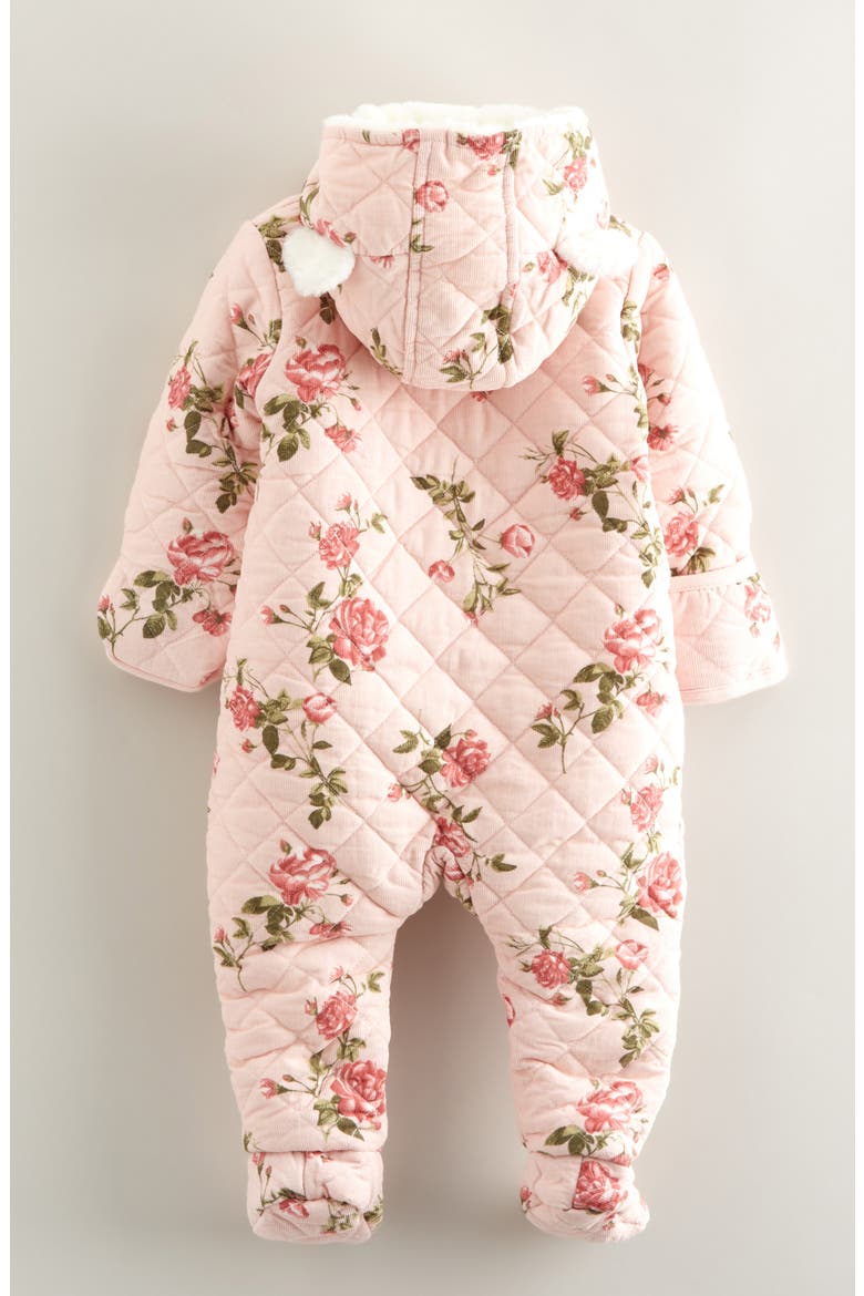 Hooded Quilted Fleece Lined Bunting, Alternate, color, PINK LOTUS MOOD FLORAL