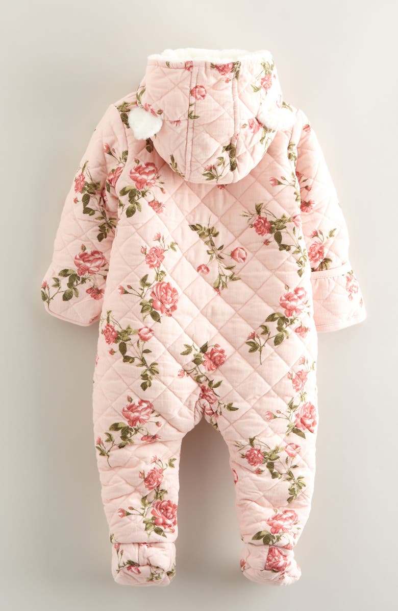 Nordstrom Hooded Quilted Fleece Lined Bunting, Alternate, color, Pink Lotus Mood Floral
