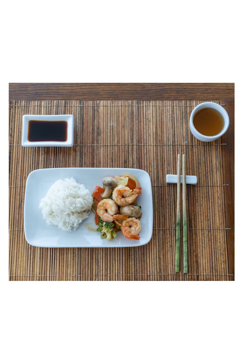 Set of 4 Rectangular Soy Sauce Dishes, Alternate, color, WHITE