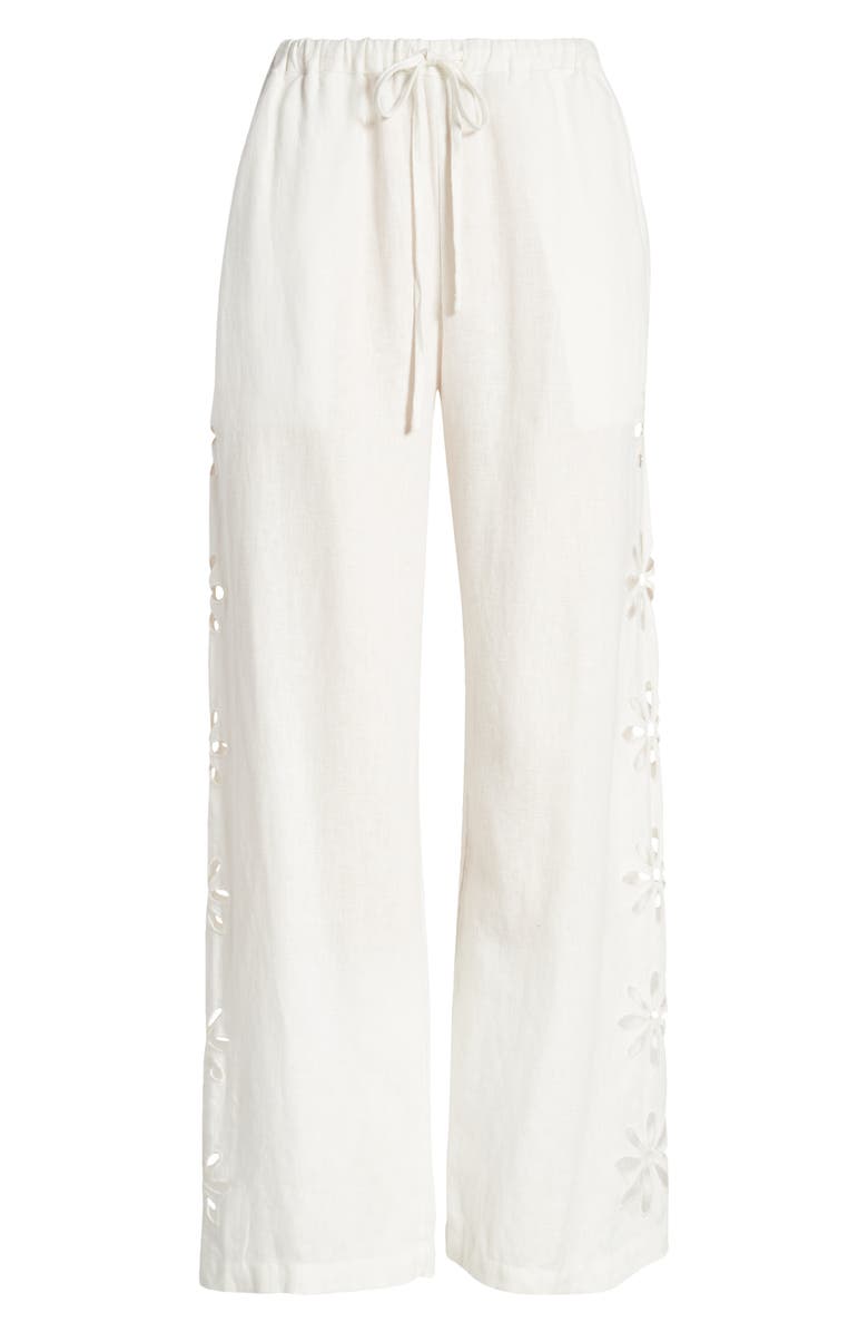 Rails Emmie Eyelet Drawstring Wide Leg Linen Pants, Alternate, color, White Eyelet