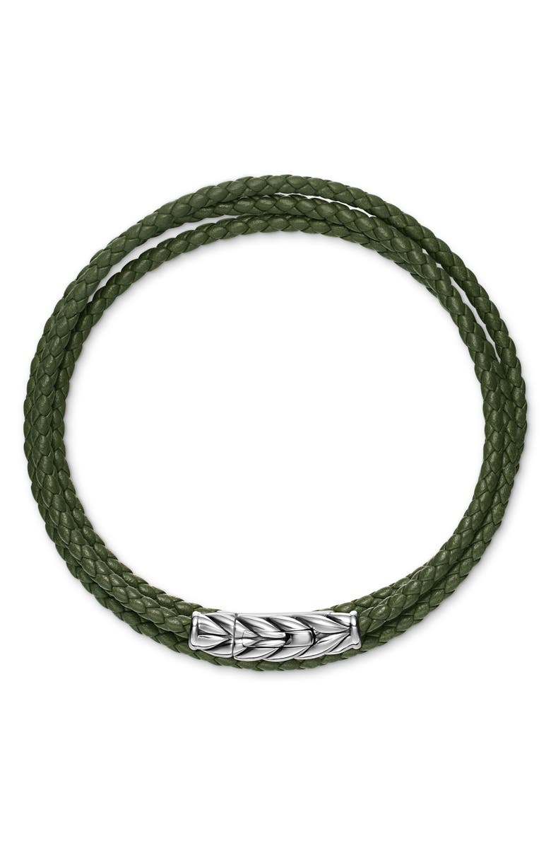David Yurman Men's Triple Wrap Chevron Bracelet, Alternate, color, Green/ Silver