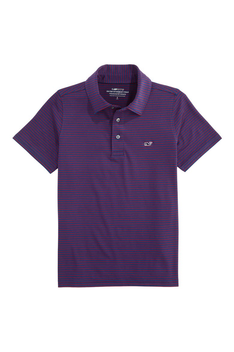 Kids' Bradley Stripe Stretch Polo, Main, color, COASTAL CRIMSON