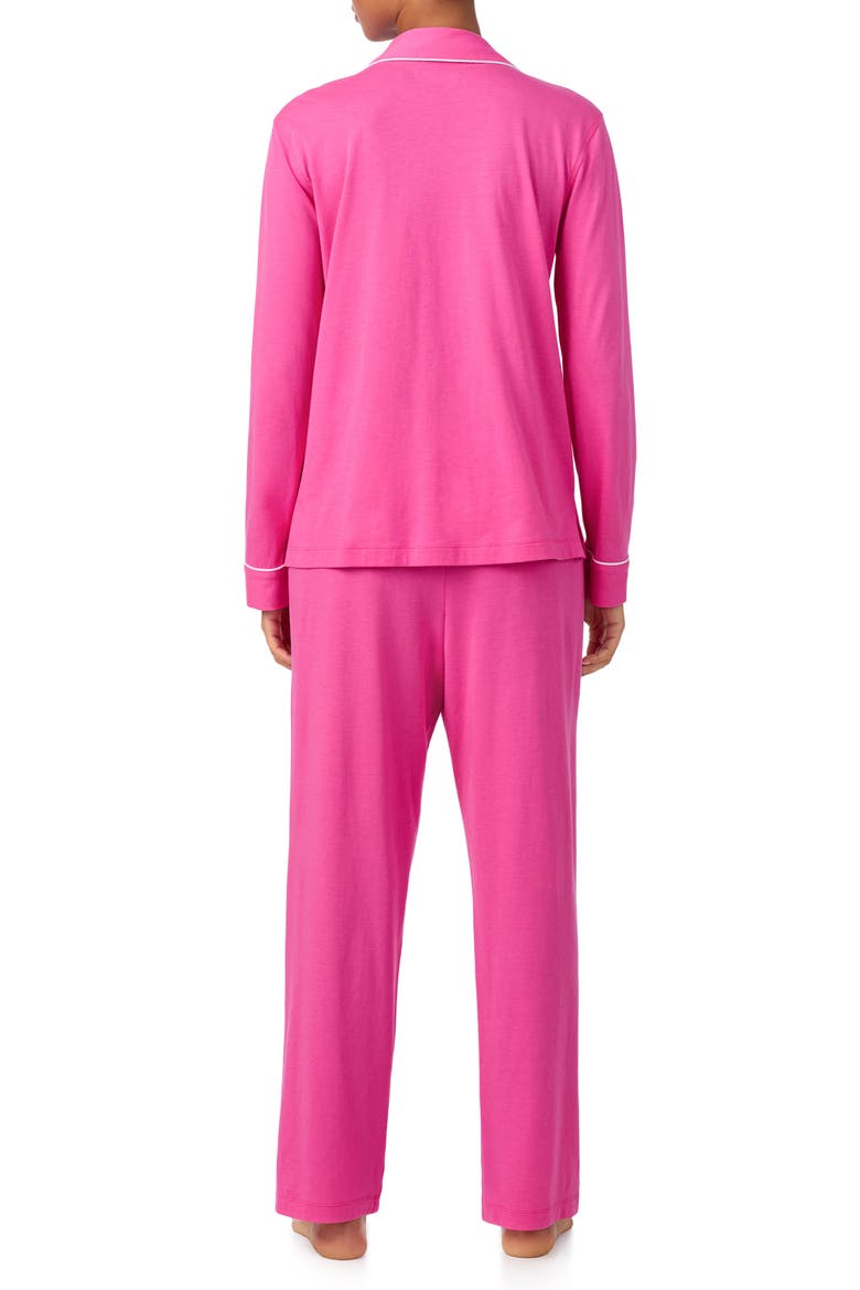 Notch Collar Long Pajamas, Alternate, color, DARK PINK