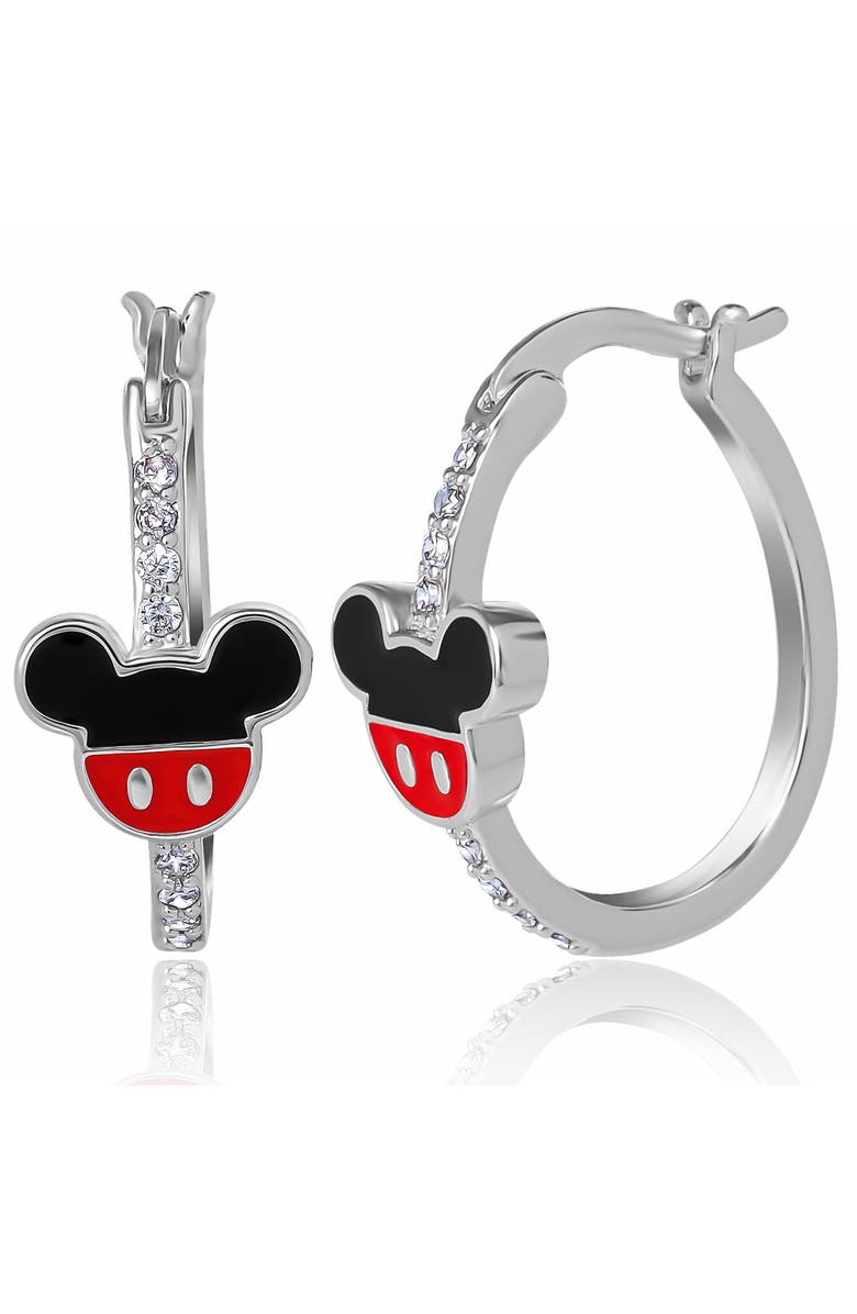 Disney Cubic Zirconia Hoop Earrings, Main, color, Silver