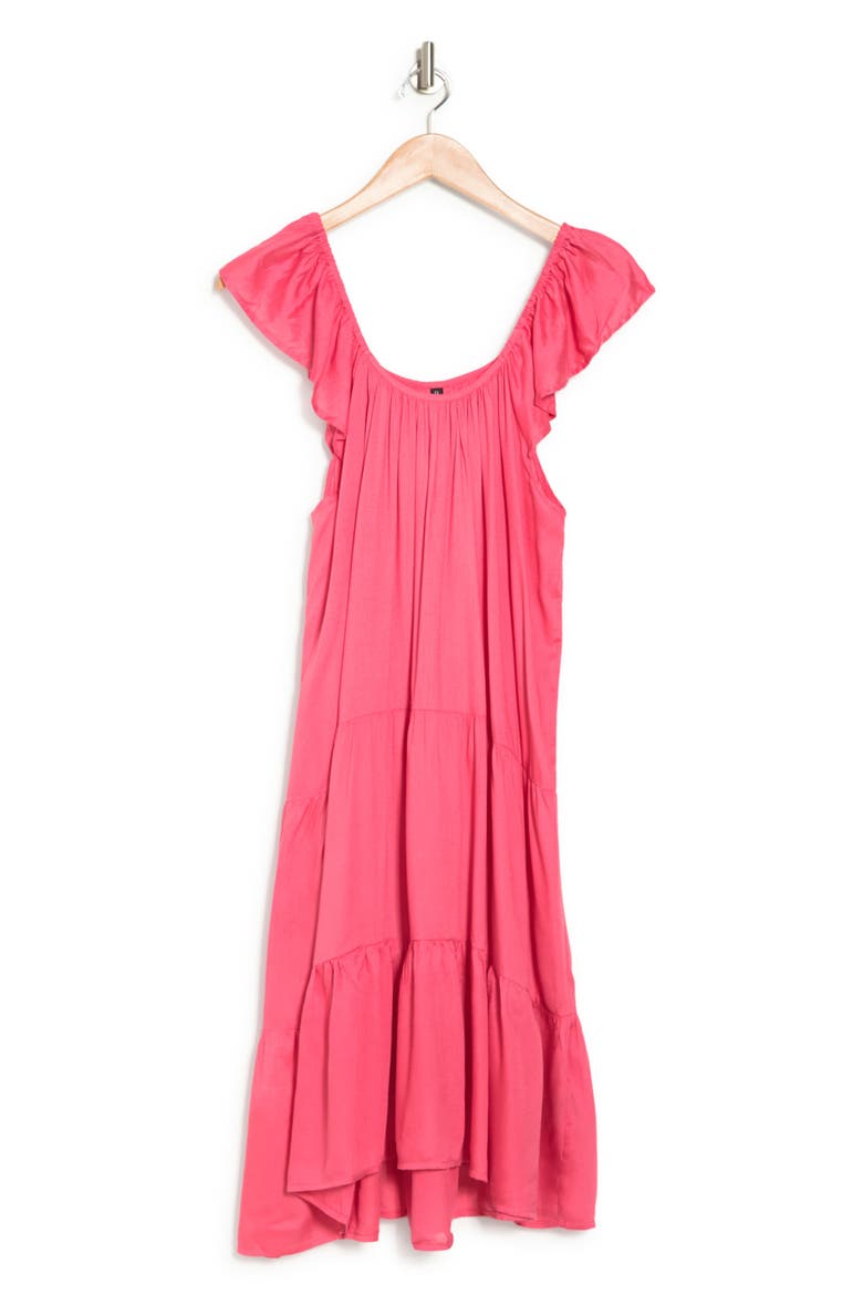 Tiered Off-the-Shoulder Dress, Alternate, color, WATERMELON