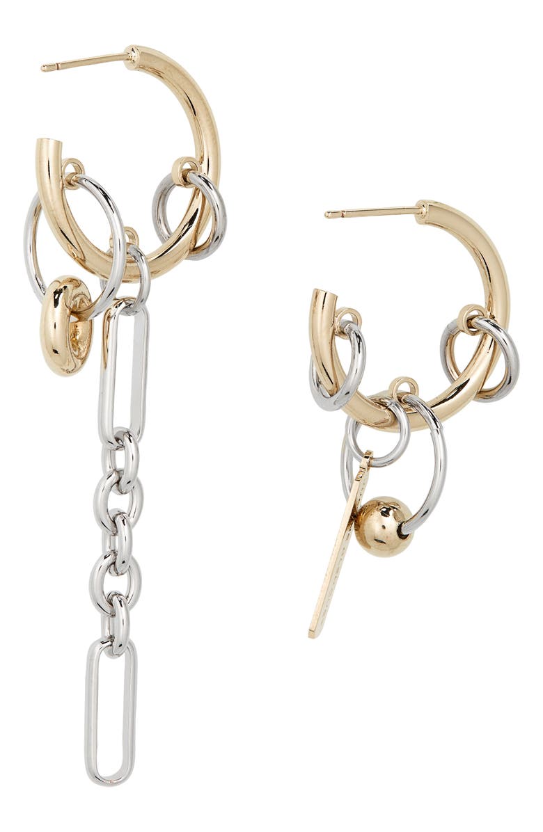 Justine Clenquet Iris Mismatched Two-Tone Hoop Charm Earrings, Alternate, color, 