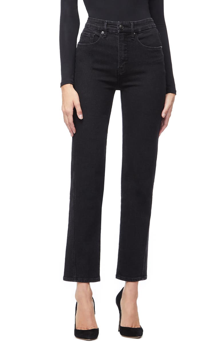 Good American Twist Seam Crop Straight Leg Jeans, Main, color, 