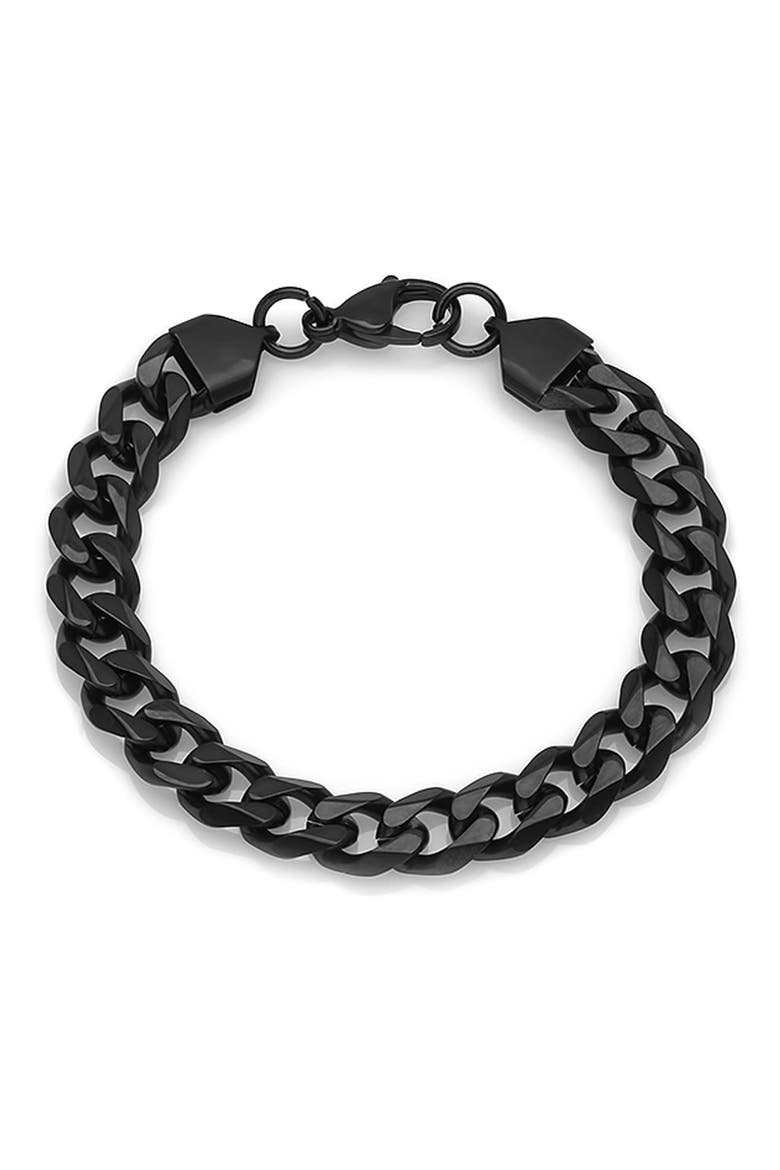 Men's Black Ion-Plated Curb Link Bracelet, Main, color, BLACK