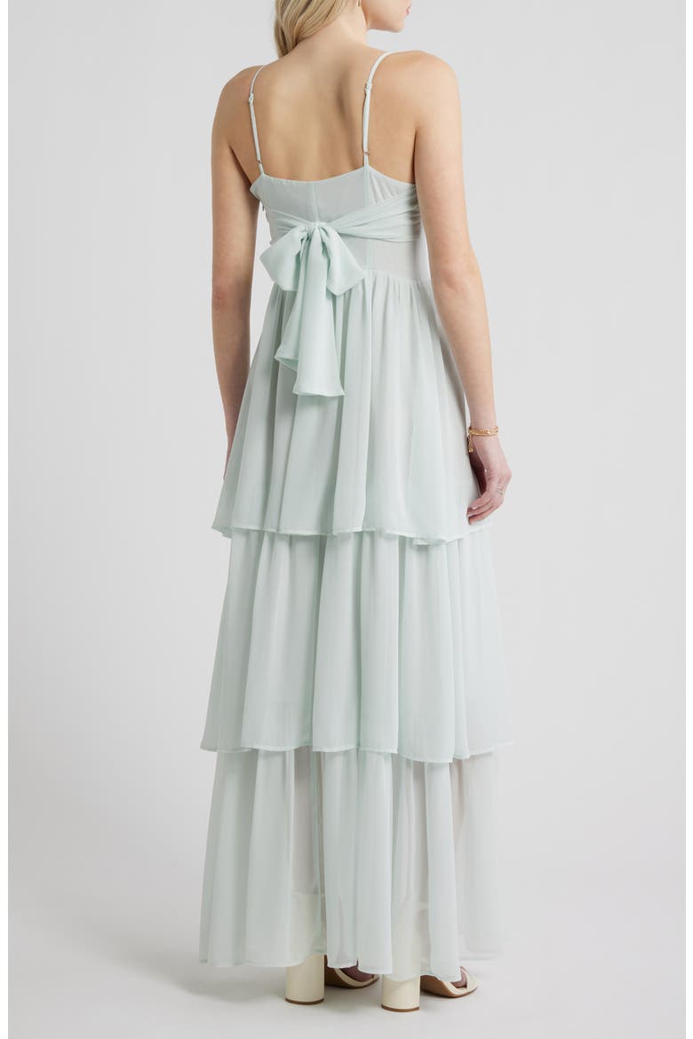 Tiered Chiffon Maxi Cocktail Dress, Alternate, color, GREEN CLOUD