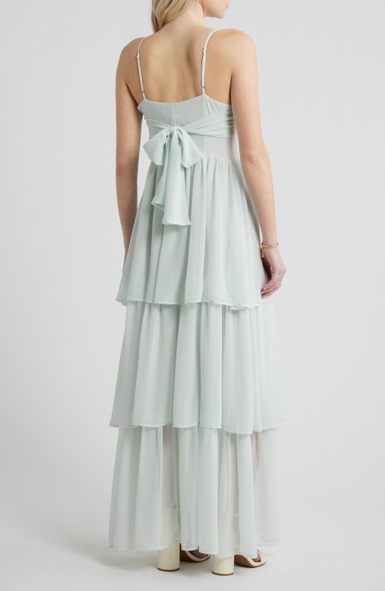 BP. Tiered Chiffon Maxi Cocktail Dress, Alternate, color, Green Cloud