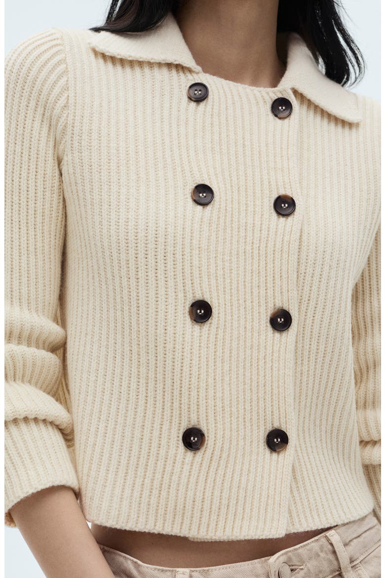 Double Breasted Rib Sweater Jacket, Alternate, color, ECRU