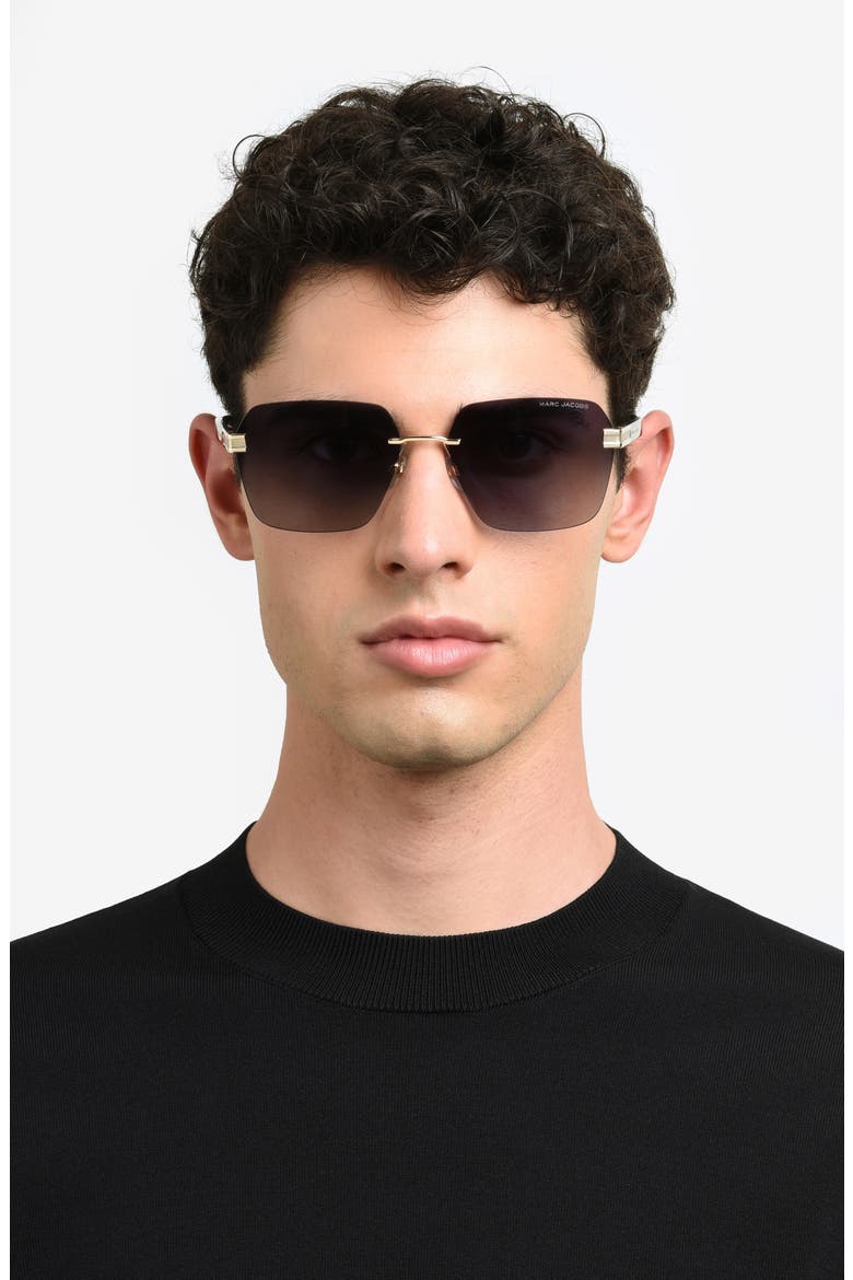 61mm Square Sunglasses, Alternate, color, BLACK
