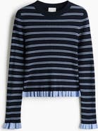 H&M Ruffle-trimmed Rib-knit Top