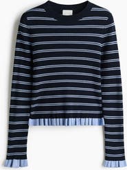 H&M Ruffle-trimmed Rib-knit Top