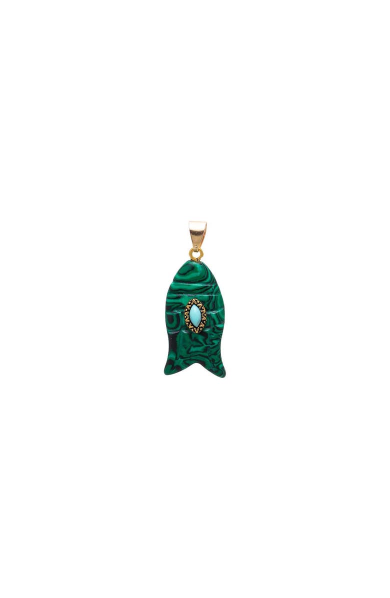 BY ADINA EDEN Turquoise Marquise Natural Stone Fish Pendant, Main, color, Malachite