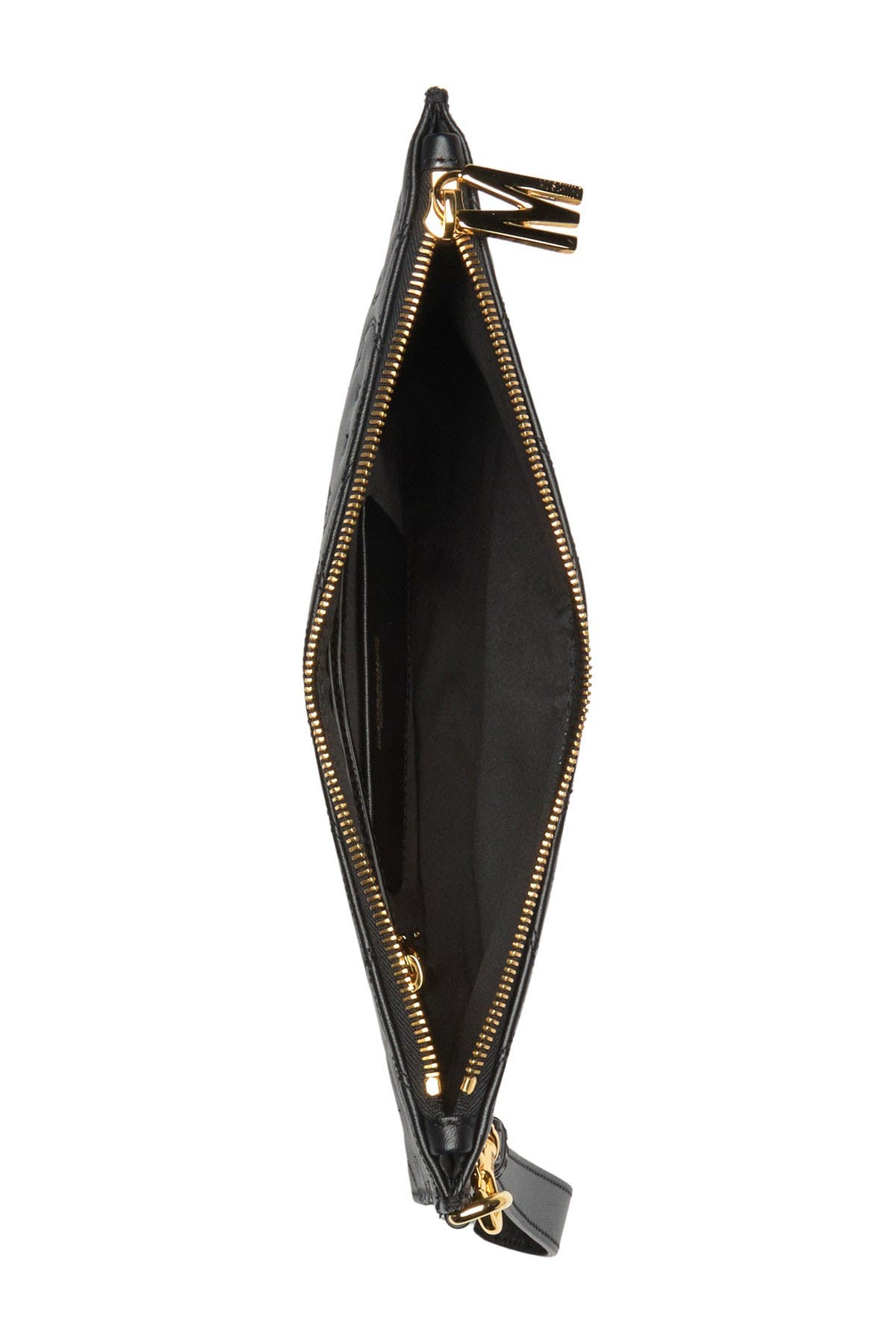 Moschino Logo Smiley Leather Wristlet Clutch, Alternate, color, 