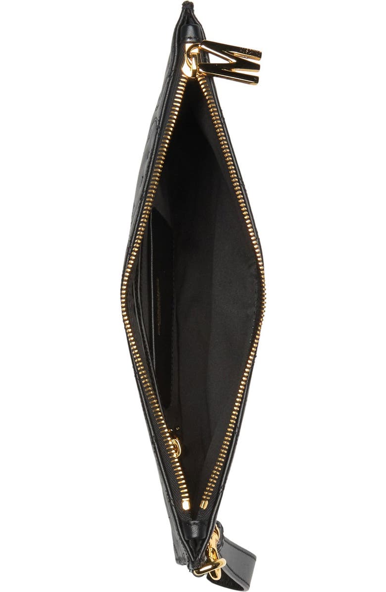 Moschino Logo Smiley Leather Wristlet Clutch, Alternate, color,