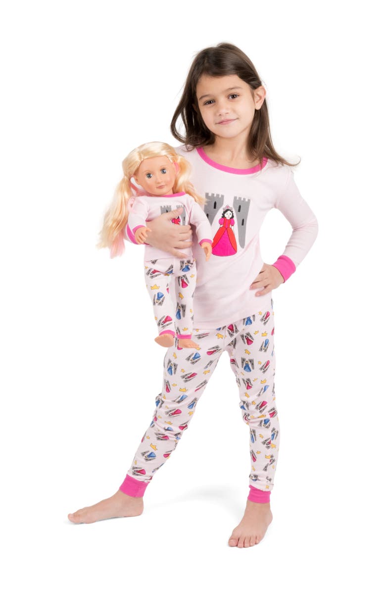 Leveret Girls Matching Doll Printed Cotton Pajamas, Fantasy
Character Prints, Main, color, Princess
