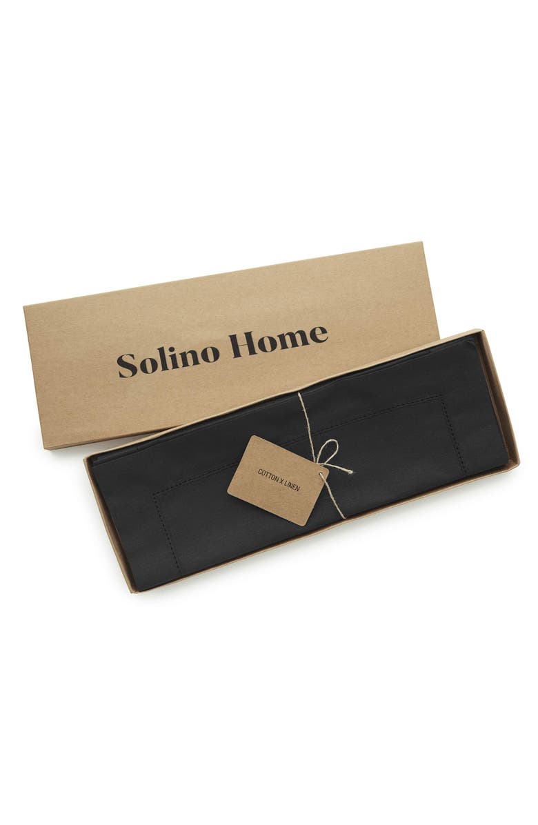 Solino Home Cotton Linen Hemstitch Placemats, 14" x 19" Inch, Alternate, color, Black