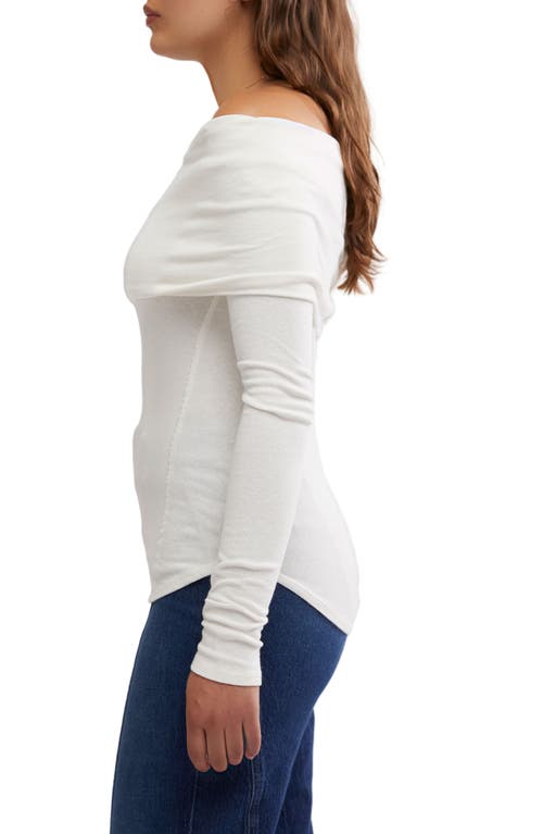 Free People Iris Off The Shoulder Long Sleeve Cotton Blend Knit Top In Ivory