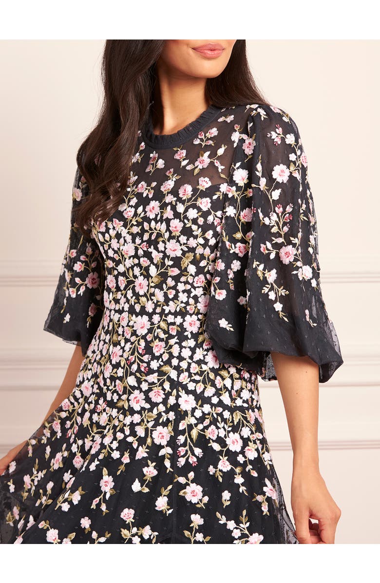 Needle & Thread Sylvia Round Neck Ankle Gown, Alternate, color, Graphite/Multi