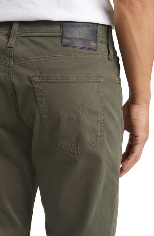 Ag Everett Sueded Stretch Sateen Straight Fit Pants In Green