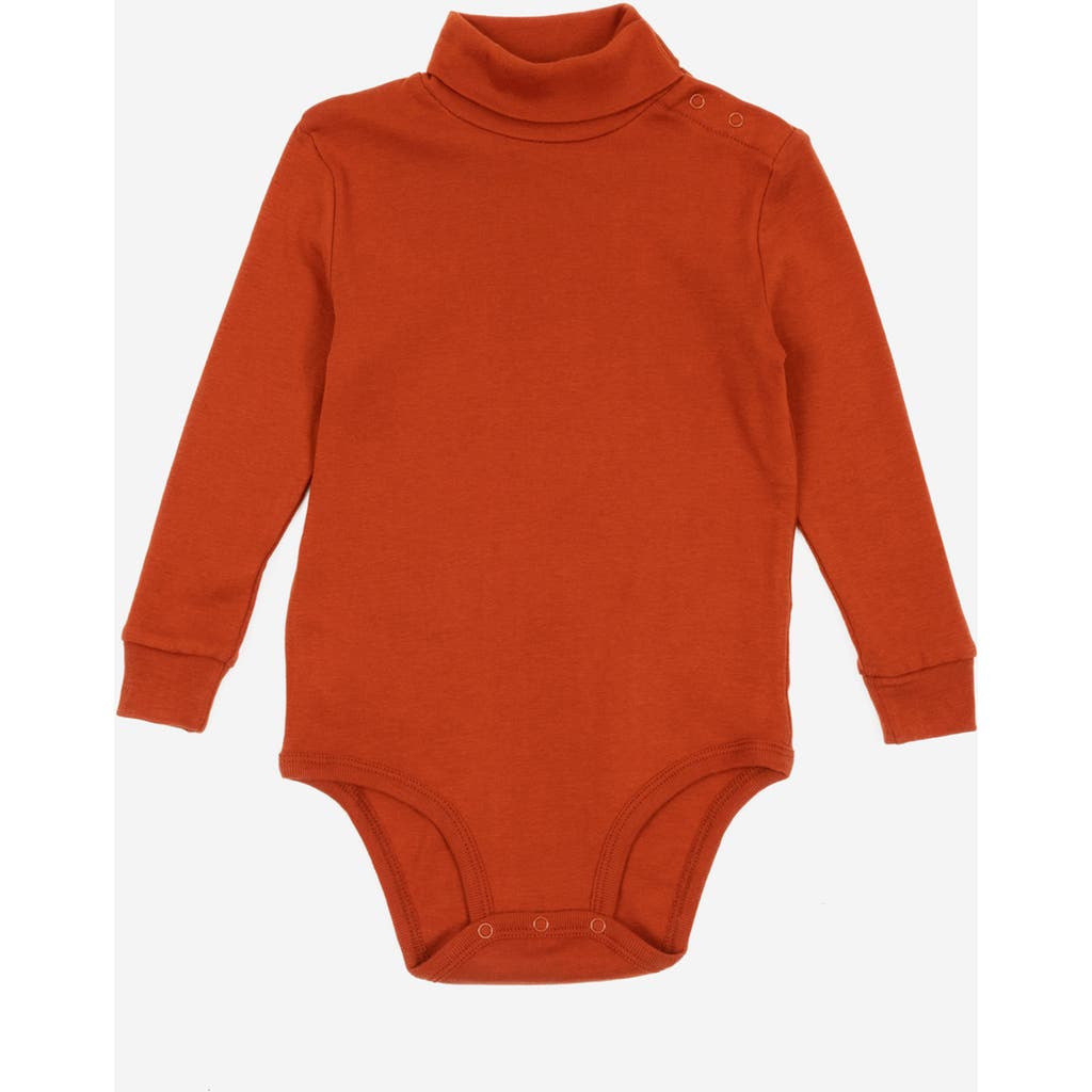 Leveret Baby Turtleneck Bodysuit, Cotton Long Sleeve In Orange