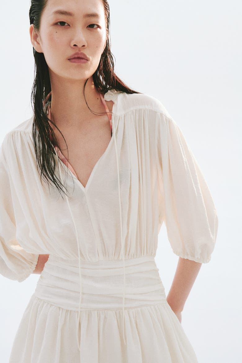 Draped Tunic Dress, Alternate, color, Cream