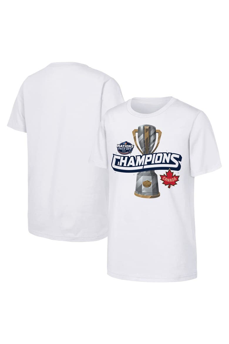 Youth White Canada 2025 4 Nations Face-Off Champions T-Shirt, Alternate, color, White