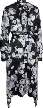 Stella McCartney Bunch of Roses Long Sleeve Tie Neck Dress