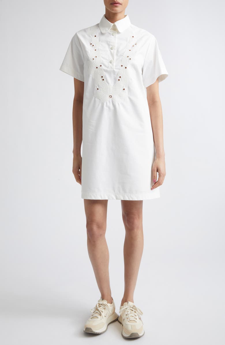 Moncler Eyelet Shift Dress, Main, color, White