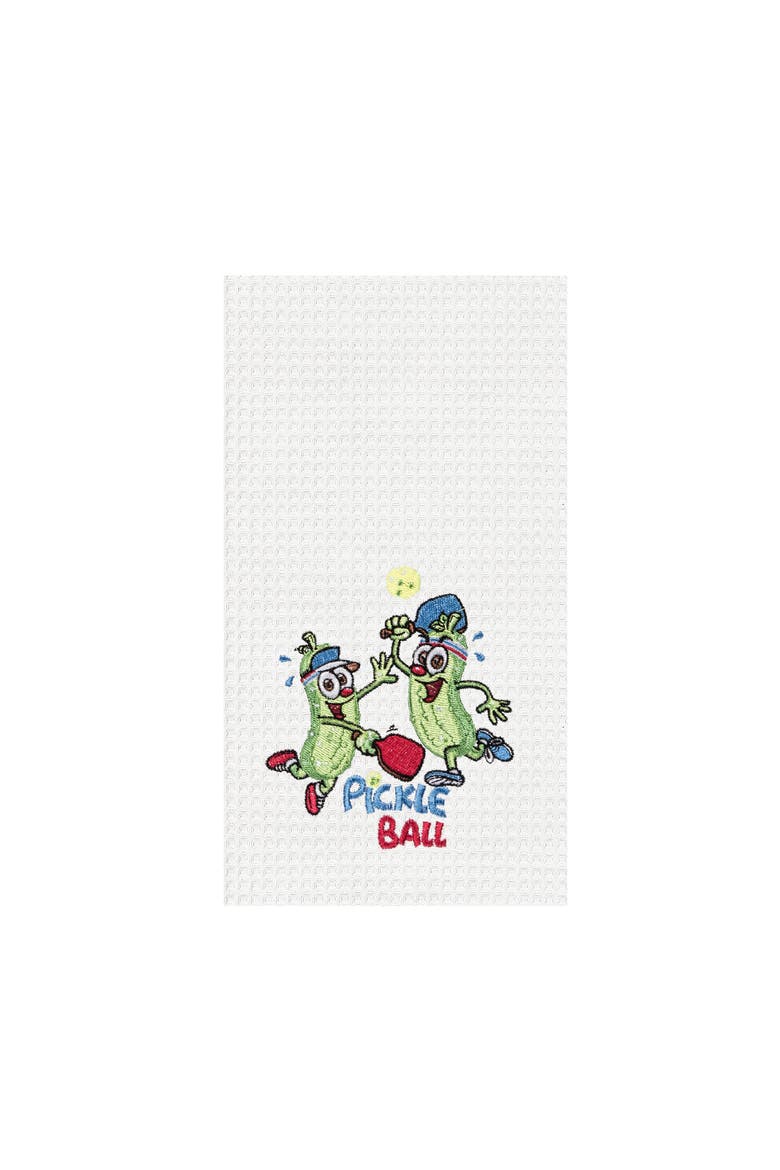 "Pickle Ball" Waffle Weave Dishtowel, Main, color, Green