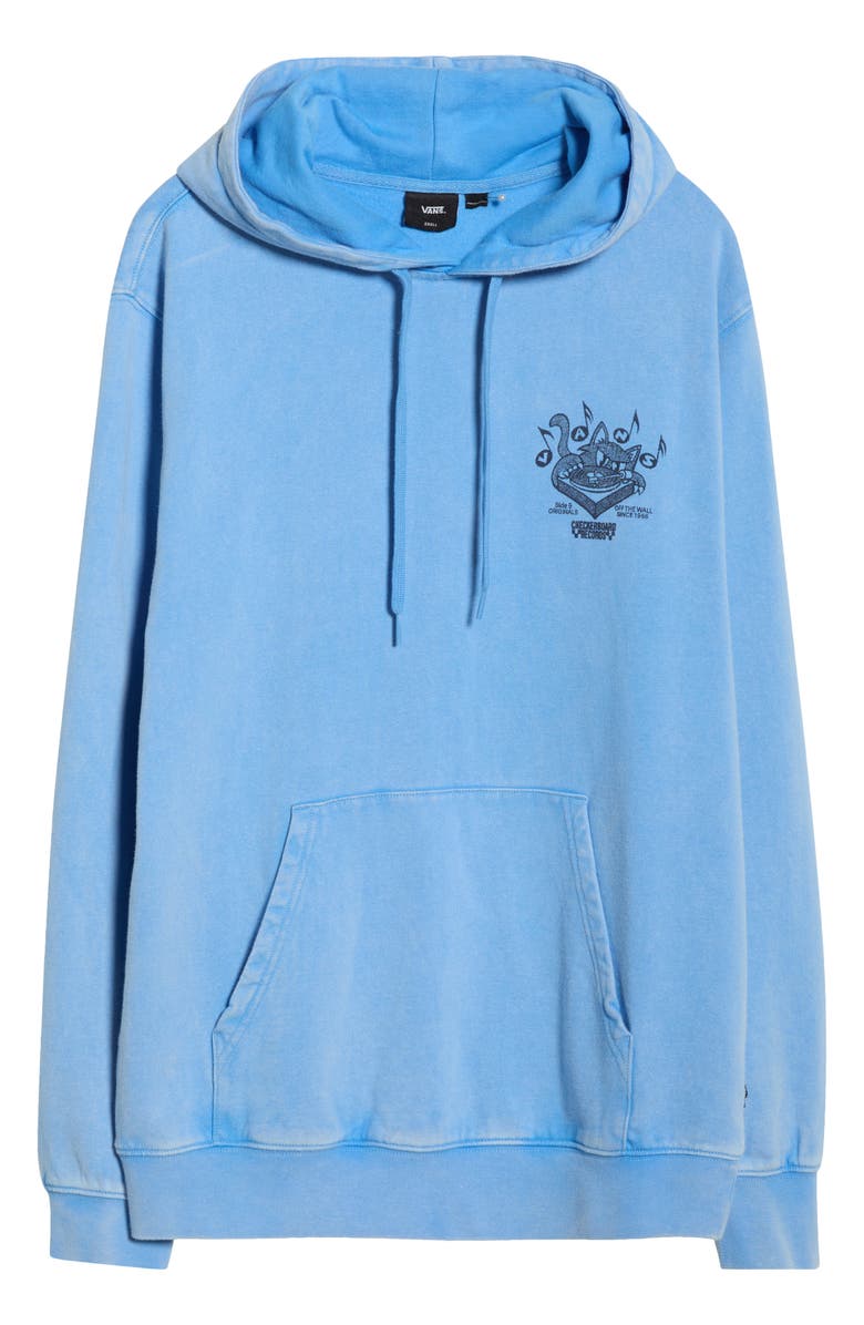 Vans Scratched Records Fleece Pullover Hoodie, Alternate, color, Tranquil Blue