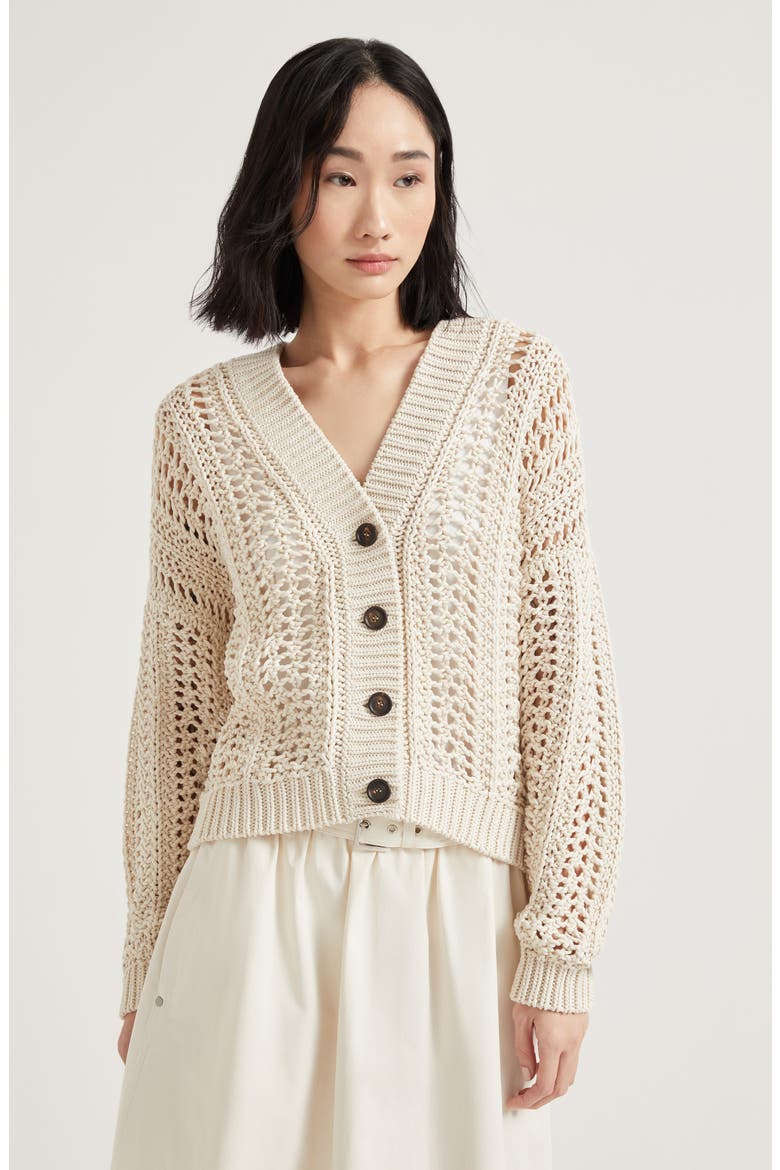 Ribbed Net cardigan, Alternate, color, Panama