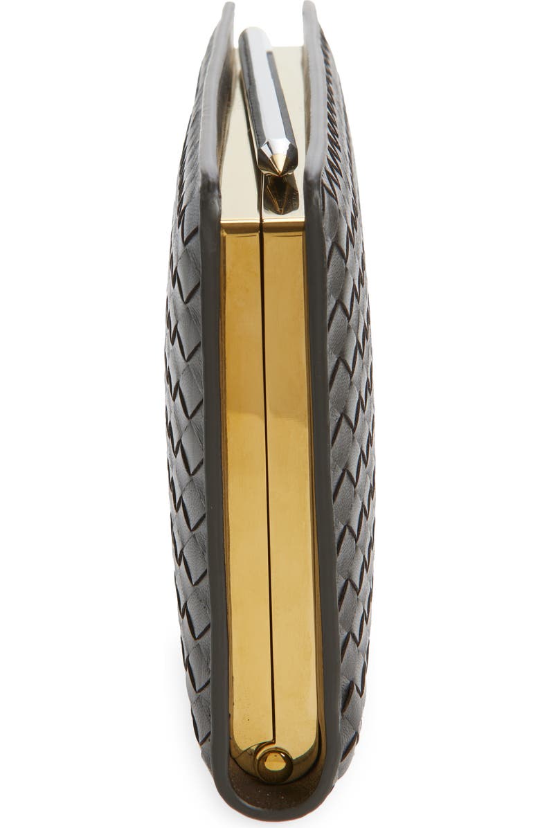 Bottega Veneta Agenda Intrecciato Leather Frame Clutch, Alternate, color, 2095 Espresso-Brass V