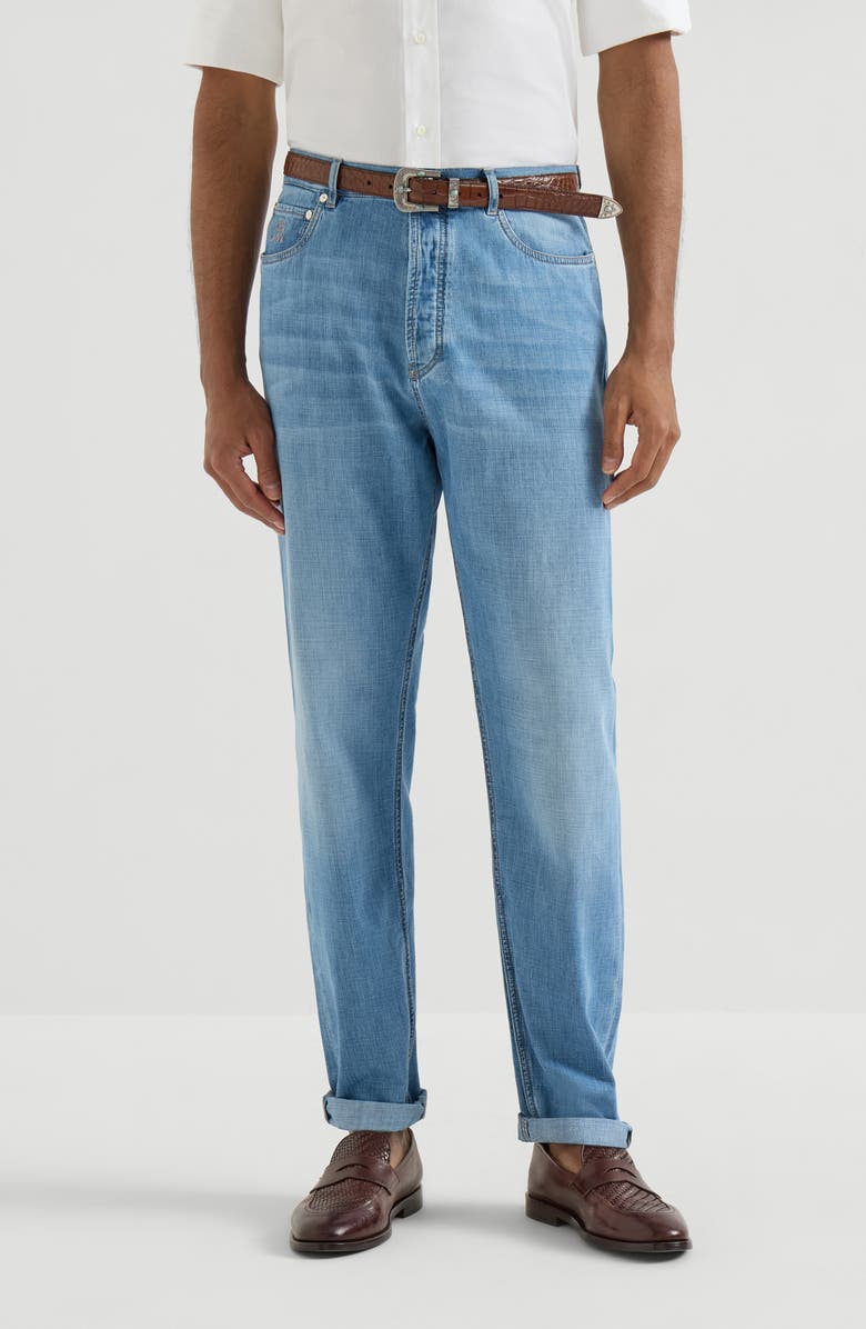 Brunello Cucinelli Iconic fit five-pocket trousers, Alternate, color, Light Blue Denim