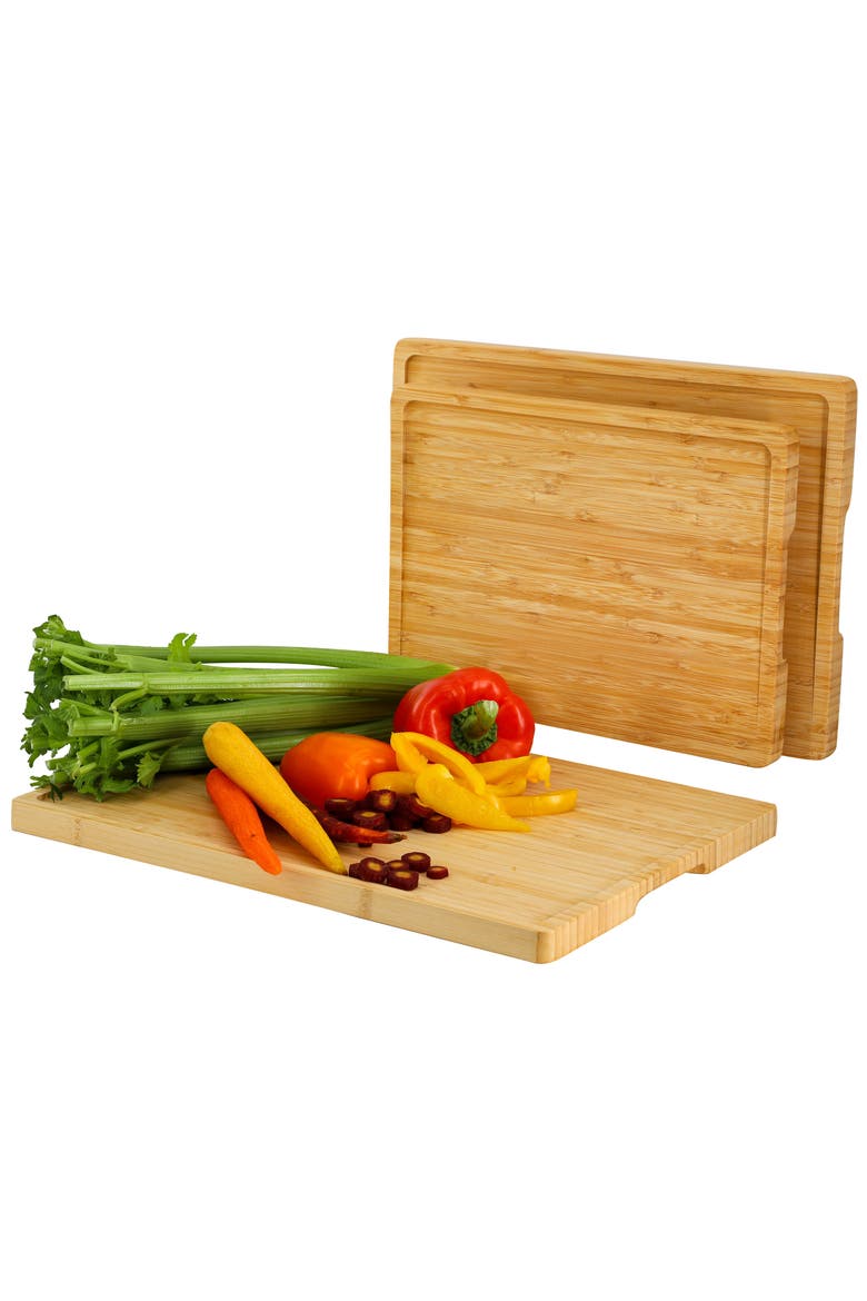 3 Piece Natural Wood Cutting Board Set, Main, color, Brown