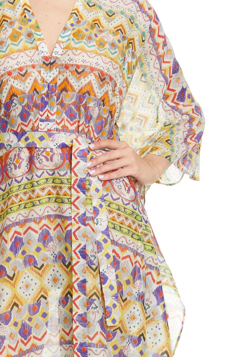 Etro Geo Print Cotton & Silk Caftan Dress, Alternate, color, 