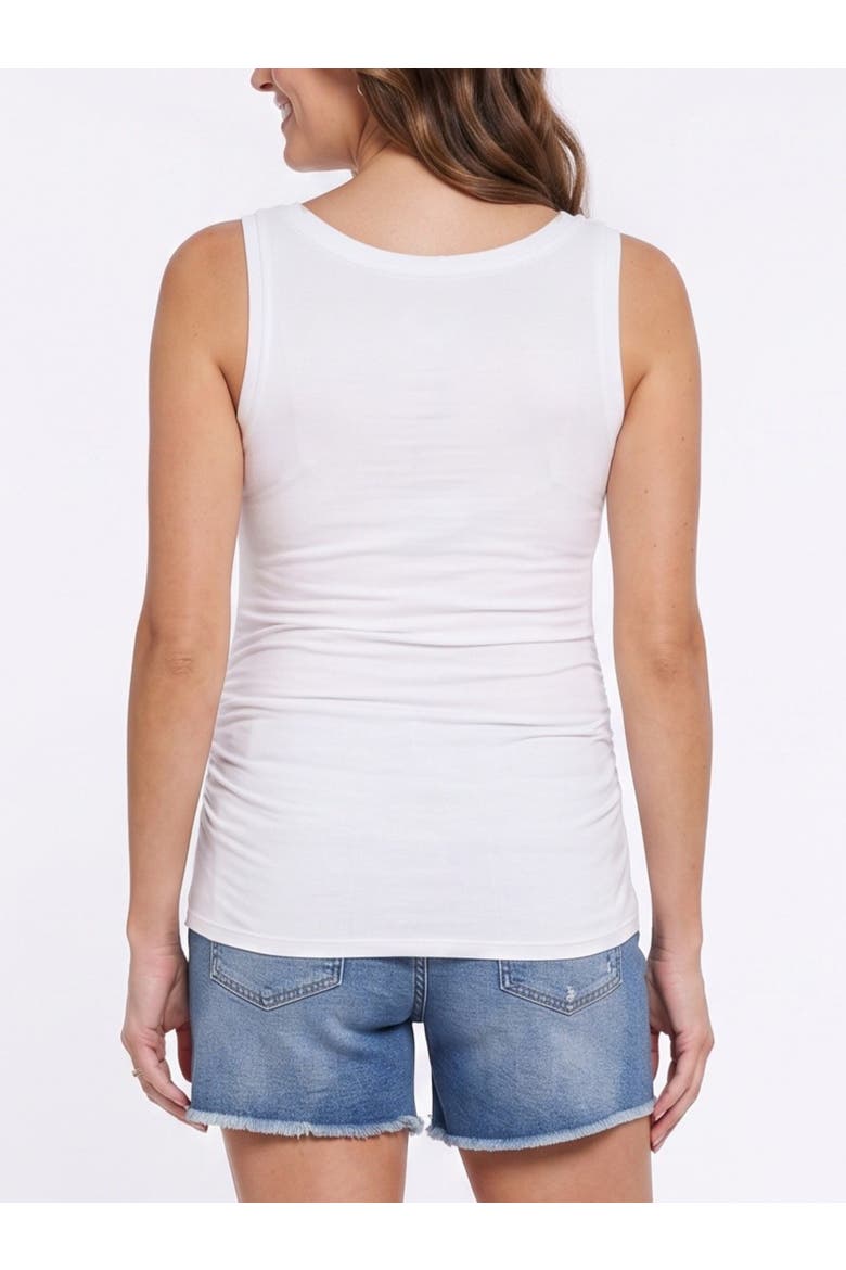 Scoop Neck Side-Ruched Maternity Tank Top, Alternate, color, White
