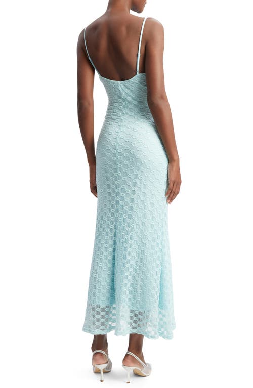 Bardot Adoni Floral Embroidered Mesh Slipdress In Aqua