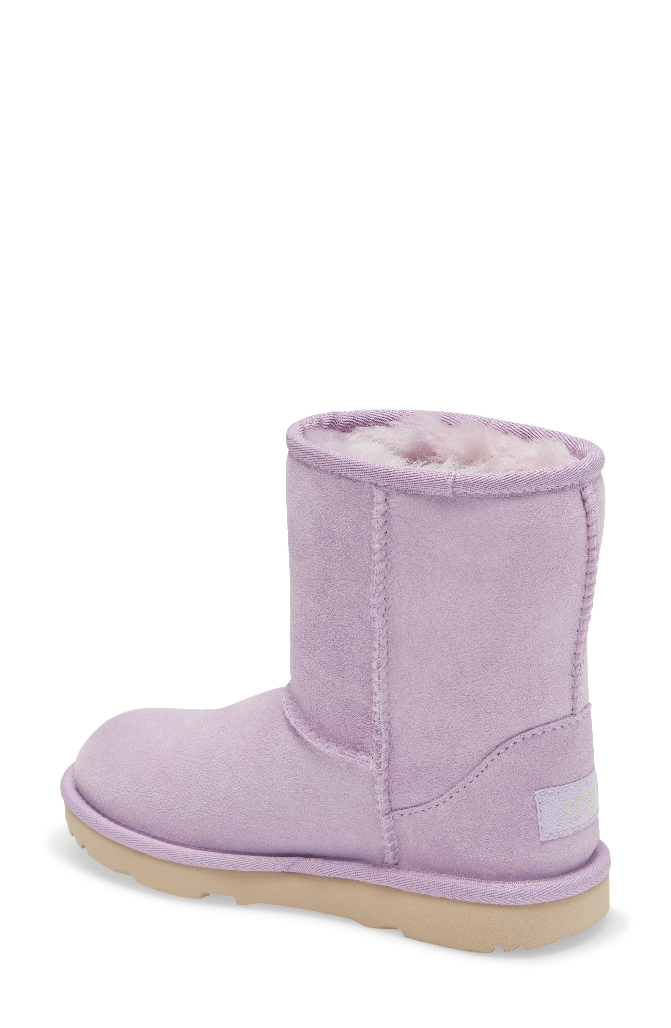Kids' Classic Short II Water Resistant Genuine Shearling Boot, Alternate, color, LILAC FROST